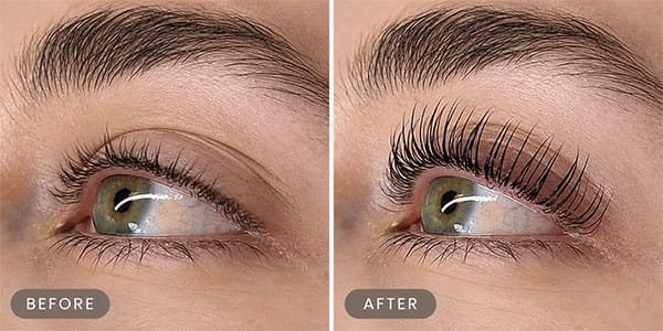 lash lift before and after results on natural eyelashes